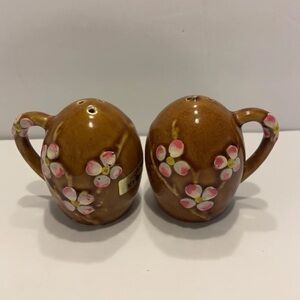 VINTAGE Cherry Blossom Salt & Pepper Shaker Floral Rare Japan